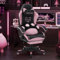 YU YUSING Cute Sedia Gaming PC, Sedia Ufficio Ergonomica da Ufficio, Poltrona Gamer con Supporto Lombare e Poggiatesta, Poggiapiedi Retrattile, Design Orecchie Gatto, Ragazze, Adolescenti, Rosa