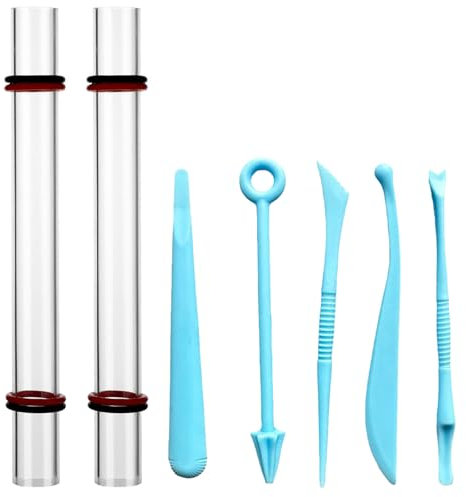 2 PCS Clay Rolling Pin, Air Dry Clay Tools, Polymer Clay Tools, Clear Clay Art Craft DIY Polymer Clay Tool, Modeling Clay Tools Set for Pottery Clay Modeling Embossing Nail Art DIY