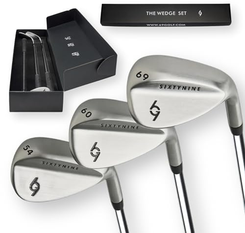 69 Golf Wedge Set Flop, Sand & Pitching Wedges for Men & Women | Length 35 Stepped Steel Shaft (54/60/69 Set) (Left)