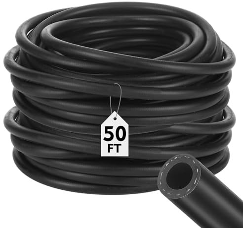 Innconee Gartenschlauch, 15,2 m x 0,95 cm, strapazierfähig, EPDM-Gummi-Geflecht, leichter Wasserschlauch, 200 psi Arbeiten, Warm-/Kaltwasser, vielseitig für Gartenarbeit, Landwirtschaft, Bau