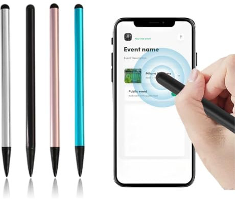 CULEO Penne per cellulari, Penne per touch screen, 4 penne stilo per tablet, penne stilo per touch screen, comunemente usate in tablet, telefoni cellulari