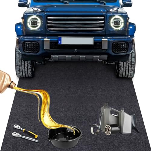 YUJUVI Öl Auffangmatte Garage Ölmatte 91x152 cm Ölauffangmatte Premium Ölbindematte Motorrad Robuste Schutzmatte Werkbank Unterlage Garagenboden Matten Vielseitiger Protektor Ölsaugmatte