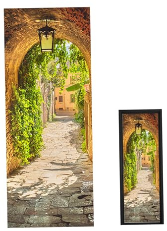 Door Stickers for Interior Doors 3D Beautiful View Through Arch Door Decal 38.5x200cm Waterproof Self-Adhesive Door Mural Home Decor 2PCS PVC 3D Door Stickers Adhesive Wallpaper