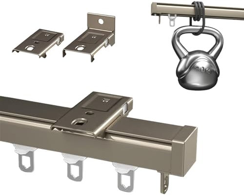 Gardinenschiene Vorhangschiene 1-läufig, 50-600cm Gardinenschiene, Gardinenschiene Aluminium Innenlauf Eckig Flach Deckenbefestigung Vorhangstange Flächenvorhang Schiene Innenlaufstange für Vorhänge(G