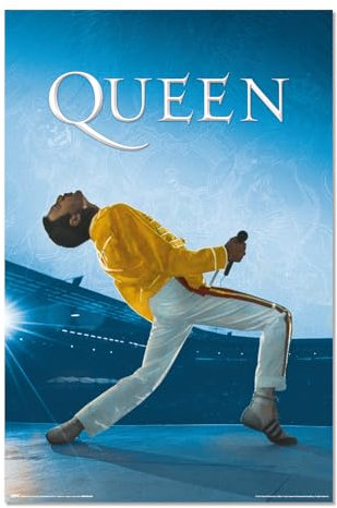 Grupo Erik Poster Queen Freddie Mercury Kunstdruck - Deko Wohnzimmer oder Deko Schlafzimmer - Deko Zimmer - Größe 61 x 91 - Offizieller Queen Fanartikel