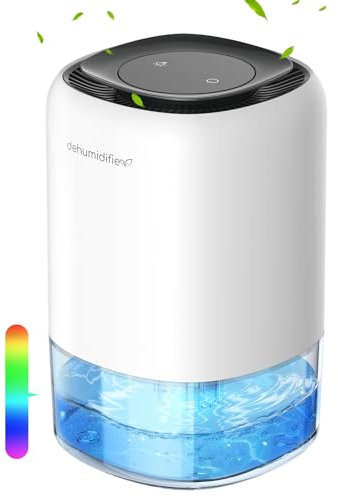 Kitette Dehumidifier with 1400ml Tank, Auto Shut-Off, 7-Color LED, Quiet Operation, 350ml Dehumidifiers for Home, Bedroom, Bathroom, Basement, and Small Spaces