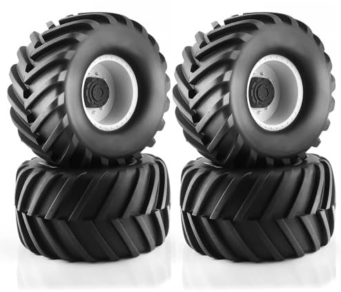 NexaPart RC-Zubehör 4 Teile/Satz Felge & Gummi Reifen for 1/10 RC Monster Truck Auto Tamiya HSP HPI Kyosh HPI Tamiya Kyosho(4pcs White)