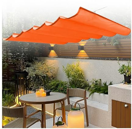 Versenkbares Pergola-Vordach, Schattensegel, U-förmiges Wellen-Design, 1,2 m x 9 m, perfekt für Unterhaltung im Freien und Sonnenschutz, einfaches Seilsystem für verstellbare Abdeckung