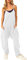 YIzdegg Salopette da donna estive, larghe, in lino, oversize, con scollo a V, senza maniche, elegante, leggero e traspirante, con grandi tasche, bianco, XL