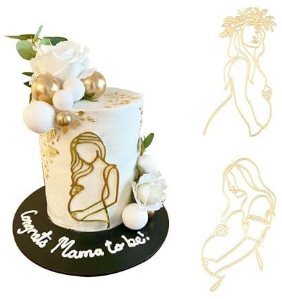 Yulakes 2 Stück Tortenaufsatz für Schwangere, Schwangerschaftsankündigung,Cupcake-Topper for Babypartys Acryl Schwangerschaft/Schwangere Frau Dekoration