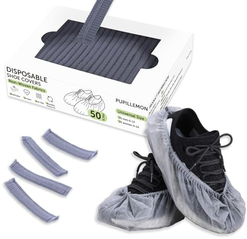 PUPILLEMON 50/100/200 Pièces Surchaussures Jetables en Non Tissé(Gris 50)