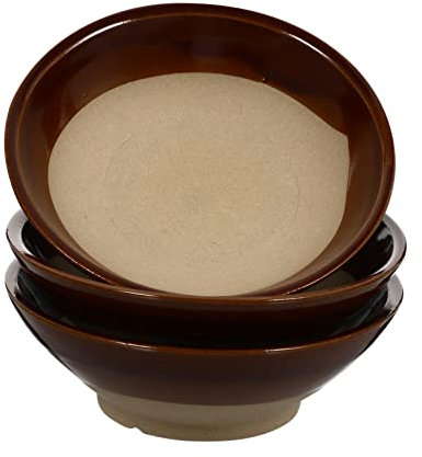 HOMOBABE 3piezas Conjunto De Tazones De Barro Para Sopa y Bebidas Utensilios De Cocina Vintage Apto Para Hogares y Restaurantes Acabado Pulido Color Marrón