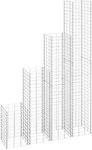 Lot de 4 jardinières surélevées en gabions - Pot de fleurs d'extérieur pour jardin intérieur - 30 x 30 x 50/100/150/200 cm - Fer