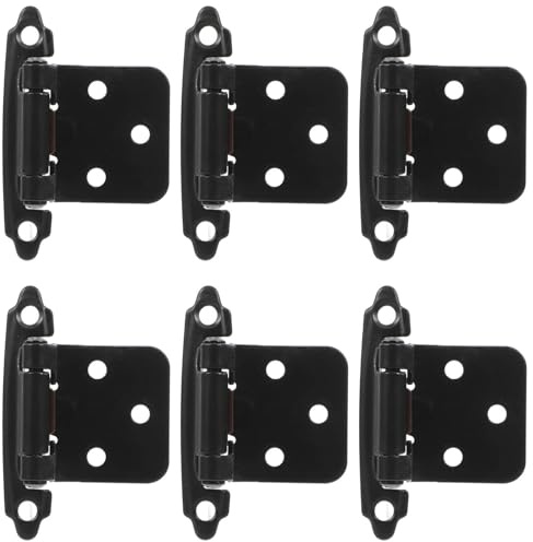 Hoement 6 pezzi Cerniere Molla Nero Spessore per Sportelli Mobili Cucina Autochiusura Robuste e Facili da Installare