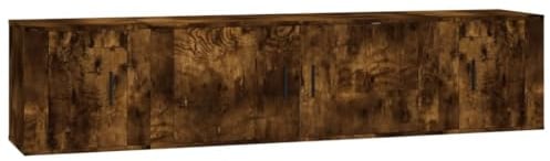 Homvdxl TV Wohnwand Set, 3-teiliges Wandschrank mit Türen, schwimmende TV-Einheit für Wohnzimmer und Büro, Eiche+Rustikal (100+40+40)