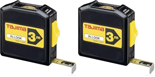 Tajima Maßband (Bandmaß, Taschenmaßband) mit Sichtfenster, ABS-Gehäuse, Breite 13mm, Länge 3m - INL30MY (Packung mit 2)