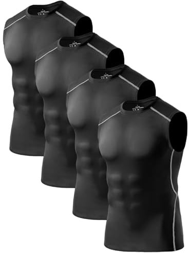 Orrfreer 5/4 Pack Men's Sleeveless T-Shirt Running Gym Compression Tank Top for Men Dry-Fit Training Muscle Vests