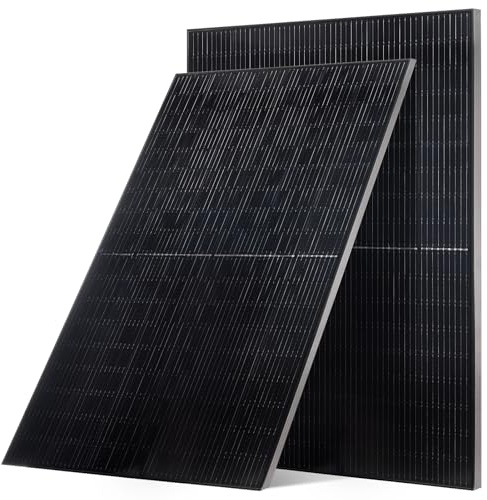 VEVOR Panneau Solaire Monocristallin 400 W Panneau Photovoltaïque 2 PCS Haut Rendement 23% pour Hors Réseau Toit Plat Voiture Bateau Camping-car, avec Sortie MC4 Stable, Cadre Aluminium, Étanche IP65