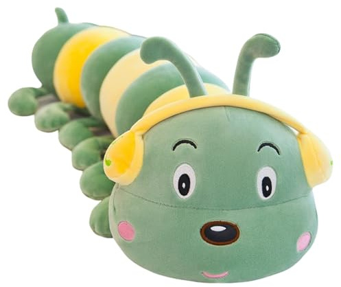 Bunte Raupe Nimmersatt Kuscheltier, Raupe Plüschtier, Regenbogen Raupekissen Stofftier Plüsch Spielzeug zum Kuscheln & Spielen, Plüsch Gefüllte Puppen Tiergeschenke für Kinder Freundin (140cm,Grün)