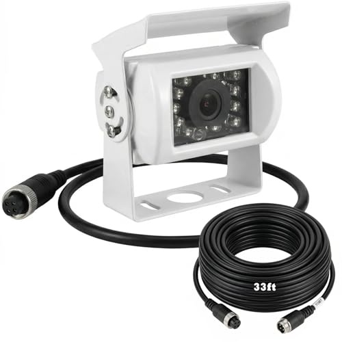 4-Pin Rückfahrkamera für LKW, 18 LEDs Nachtsicht, wasserdicht, 10 m Kabel | Weiß, Wasserdicht, IR Nachtsicht, 33 ft Kabel, 12 V-24 V, Für Wohnmobile, Anhänger, Pickup, Camper, Bus, Van, Wohnwagen
