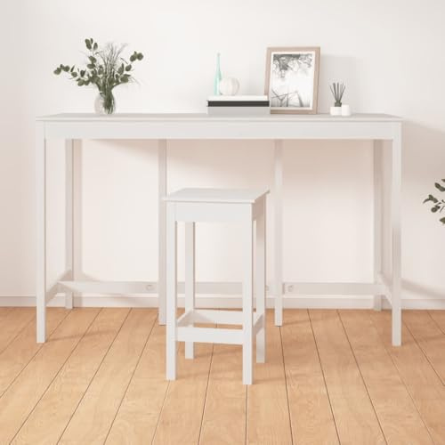 SooIarix Bartisch Weiß aus massivem Kiefernholz 180x80x110 cm Stabiler Holztisch für Esszimmer und kleine Räume idealer Esstisch ausziehbar für Familie und Freunde