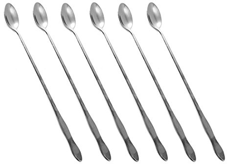 HornTide 6-teiliges Mischen Löffel Set 10 Inch 26cm Lange Löffel Löffel für EIS Kaltes Getränk Fruchtsaft Cocktail Rühren und vieles mehr - Edelstahl-Spiegel-Polieren