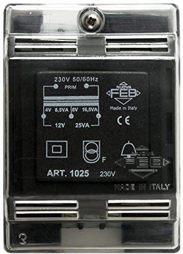 FEB campanello Trasformatore 4/8/12 Vac, 25 va, 1 pezzi, nero, 1025
