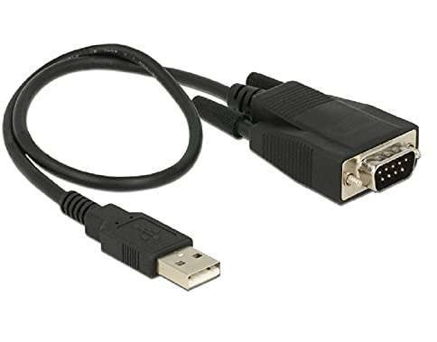 Delock Adapter USB 2.0 Typ-A Stecker > 1 x Seriell RS-232 DB9 Stecker mit Schrauben und Muttern ESD Überspannungsschutz