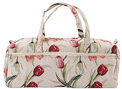 Walfront Knitting Bag Yarn Needle Organizer Exquisite Storage for Sewing Rose Jacquard