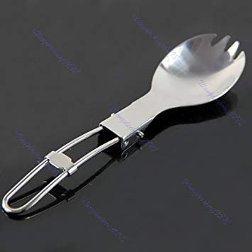 BIlinl Foldable Spork Fork Spoon Stainless Steel Hiking Camping Cook Picnic Traveller