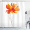 ABAKUHAUS Natur Duschvorhang, Romantisches Poppy, Stoffliches Gewebe Badezimmerdekorationsset mit Haken, 175 x 240 cm, Orange Weiß