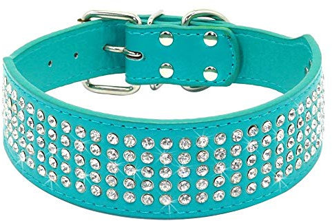 Elegel Hundehalsband Leder Breit große kleine mittelgroße Hunde Schwarz Rot Rosa Pink mit Strass und Anti-verlorene Handynummern Anhänger