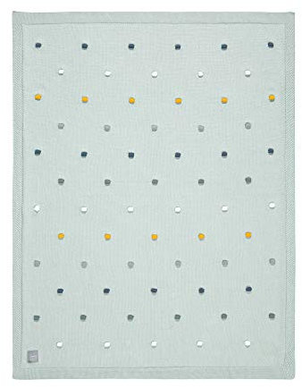 LÄSSIG Babystrickdecke Kuscheldecke Babydecke gestrickt 100% Bio Baumwolle GOTS/Knitted Blanket Dots light mint