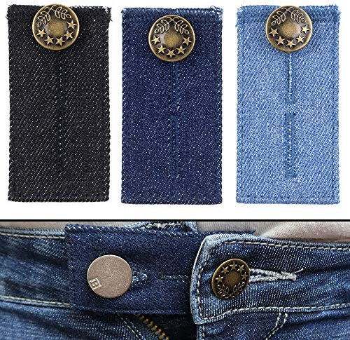 Rallonge de Ceinture pour Jeans et Pantalons, Jeu de 3, Extenseur de Taille jusqu'à 5 cm, Rallonge de Ceinture pour Pantalon, Bouton d'extension, Bouton de Rallonge Réglable pour Pantalon et Jeans