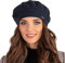 VIVISENCE Damen Baskenmütze Eleganter Wintermütze Warm Und Gemütlich Kopfbedeckung An Winter Und Herbst Warm Dick Strickmütze, Klassisch Mütze Für Frauen Modell 7005, Dunkelblau,Einheitsgröße