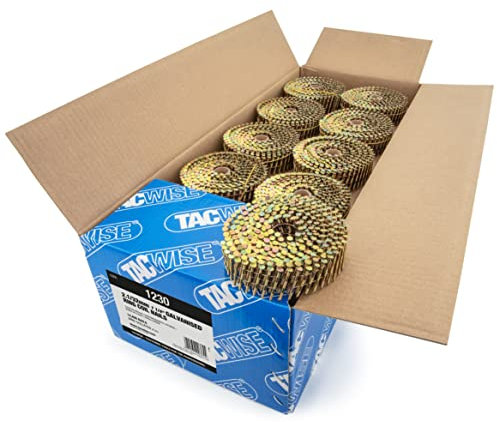 Tacwise 1230 Clous en Rouleau Galvanisés à Tête Plate de Type 2,1/32 mm, Tige Annelée, Inclinés à 16°, Reliés en Fil, Lot de 14.400