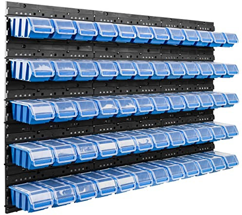 botle 60 Stapelboxen Wandregal 120x80cm Kunsttoff Klarsichtdeckel Sichtlagerkiste blau Stapelboxen Schüttenregal Sichtlagerkästen
