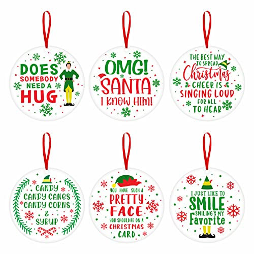 Funny Christmas Ornaments, 6 Pcs Holiday Tree Hanging Ornaments, Christmas Movie Collection Merchandise Gift, Cute Christmas Home Decorations, Novelty Xmas Gifts for Women Men