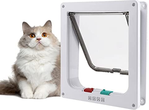 Katzenklappe Hundeklappe 4 Wege Magnet-Verschluss für Katzen, 25 * 28 * 5.5cm Hundetür Katzentür Haustierklappe Haustiertür（XL）