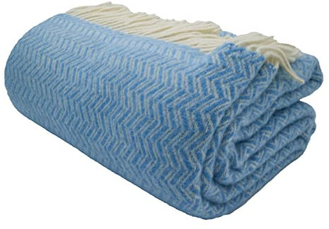 GLAESER Wohndecke - fair de Luxe Wolle pur | Wolldecke aus 100% Wolle | Couchdecke/Sofadecke | Wohlfühlende und Anschmiegsame Kuscheldecke | (Alaskan Blue)