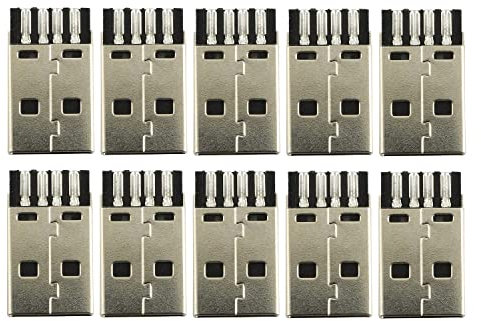 TAODAN Lot de 10 connecteurs USB 2.0 mâles à souder pour réparation USB