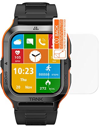 KOSPET 2 Pezzi Compatibile con Smartwatch TANK M2 Pellicola di Vetro Blindata in, Pellicola Protettiva in HD 9H Vetro