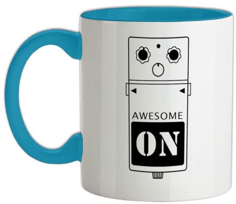 Guitar Pedal - 11oz - Ceramic Two-Tone Mug for Coffee/Tea - Babyblue/White - One Size