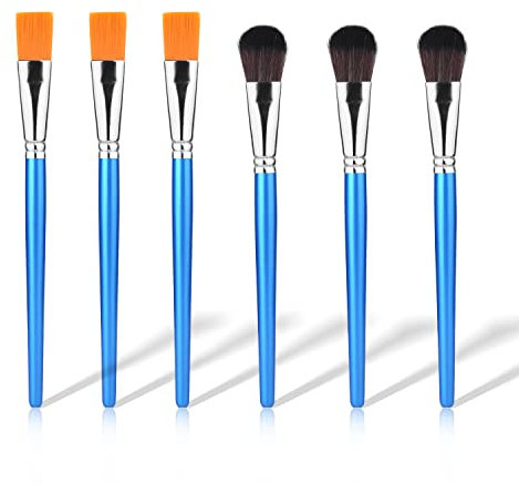 SAVITA 6pcs Mop Brush for Acrylic Painting, 1 Inch Oval Blending Paint Brushes for Acrylic Painting, Paint Brushes with Wooden Handle for Acrylic Paint, Watercolor, Face and Body Art Painting