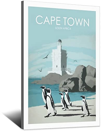 YONGCAI Kapstadt Südafrika Pinguin Vintage Reise Poster Leinwand Wand Home Room Decor Kunst Poster Gemälde Bild Druck Geschenk Poster