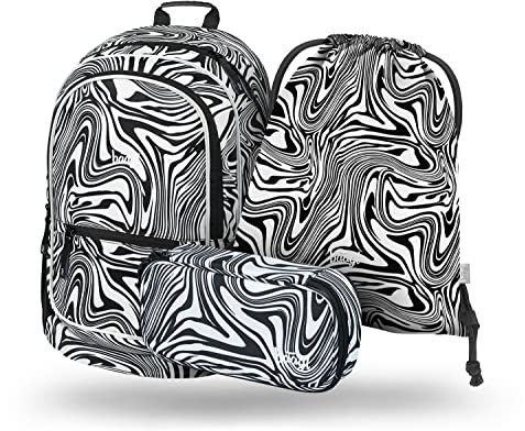 Baagl Schulrucksack Set Mädchen 3 Teilig, Schultasche für Grundschule Volksschule, Grundschule Ranzen mit Brustgurt, Ergonomischer Schulranzen (Mixture)