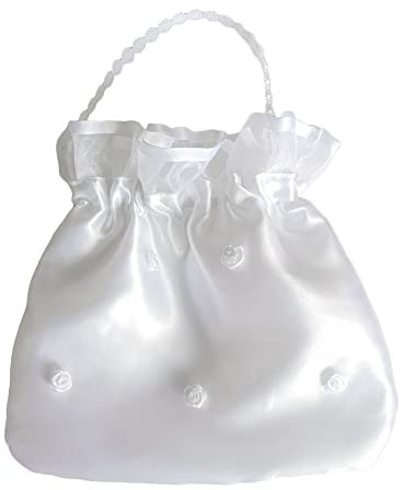 Zasvec Brautbeutel 1 Stück Brauttasche Weiße aus Satine Blume Brautjungfer Handtasche Brauthandtasche Drawschnellzug Clutch Bag Satin Tasche Handtasche Geldbeutel für Hochzeit Braut