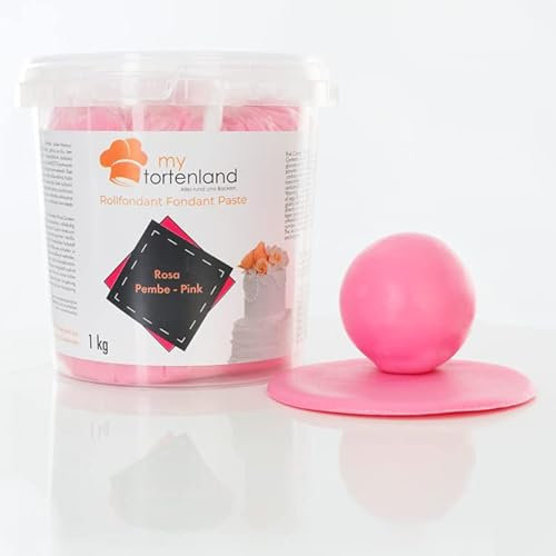 Zuckerteig | Rollfondant | Zuckermasse | Fondant 1-5kg | 26 Farben | Perfekt zum Modellieren von Figuren und Dekorationen | Halal & Koscher (Rosa 1 kg)