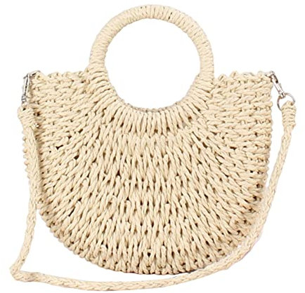 DKIIL NOIYB Straw Bag Beach Bags for Women, Summer Straw Crossbody Bag Woven Straw Handbags Top Handle Rattan Tote Bag Drawstring Beach Purse