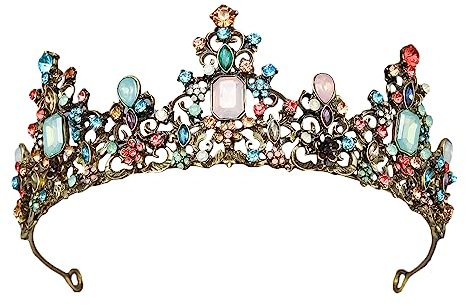 Hoshisea Barock Kristall Stirnband, Tiara Kristallkrone, Vintage Kristallkrone, Barock-Krone, für Abschlussbälle, Geburtstagsfeiern, Hochzeitsfeiern (Farbig)